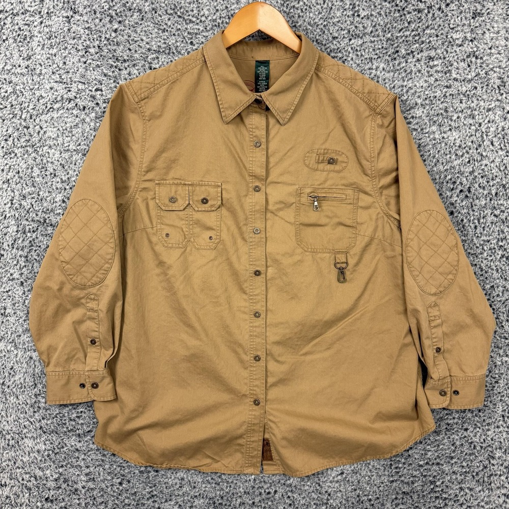 Vintage Lauren Ralph Lauren Shirt Womens 3X Brown Field Elbow Patch Outdoor Plus